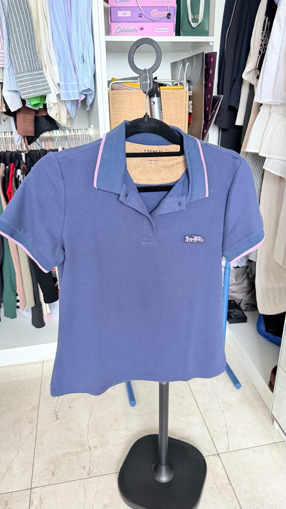 Coach Navy Polo with Pink Tipping — photo 1
