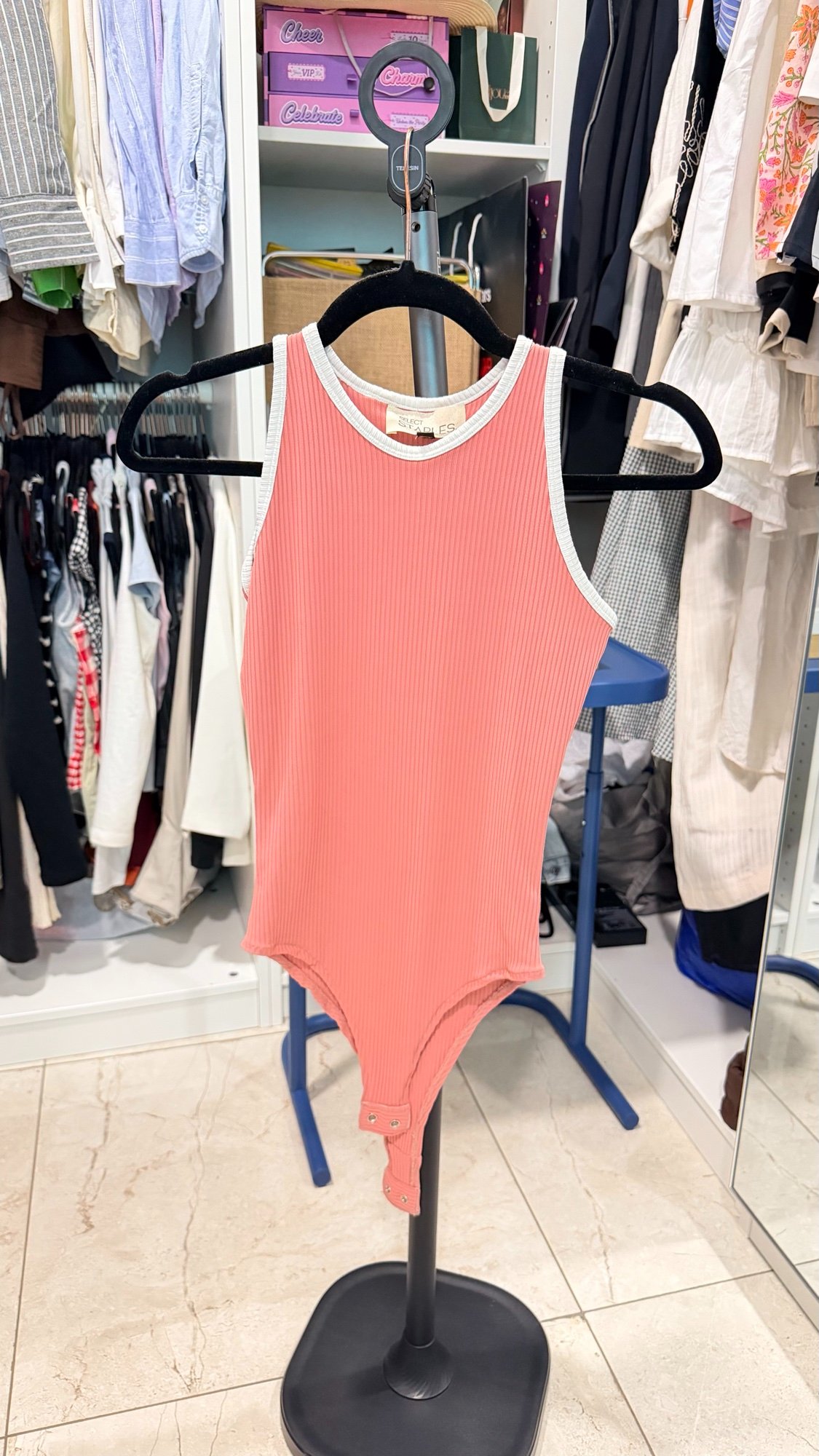 Select Staples Ribbed Bodysuit - Pink — photo 1