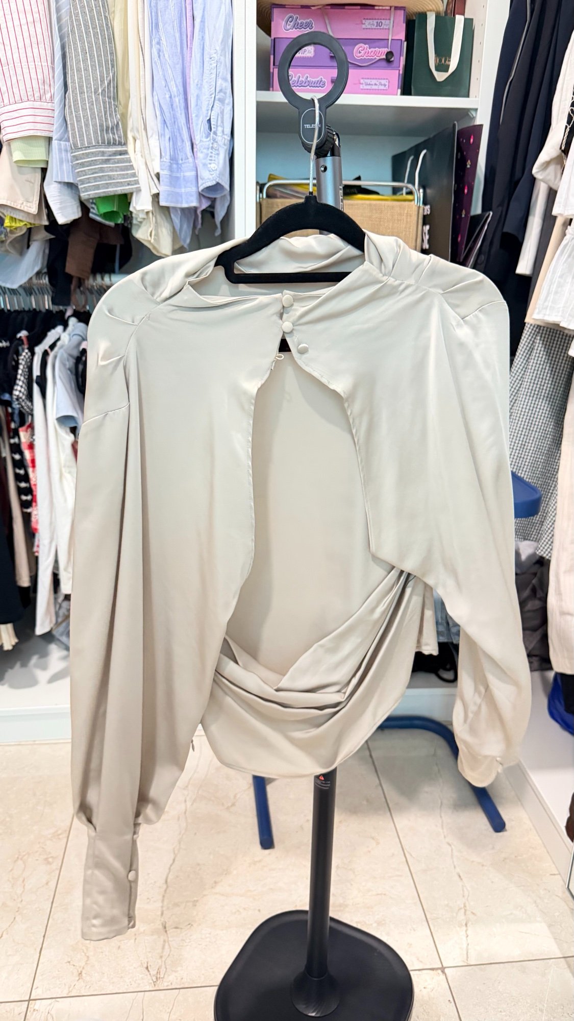 Zara Satin Draped Open-Back Top — photo 1